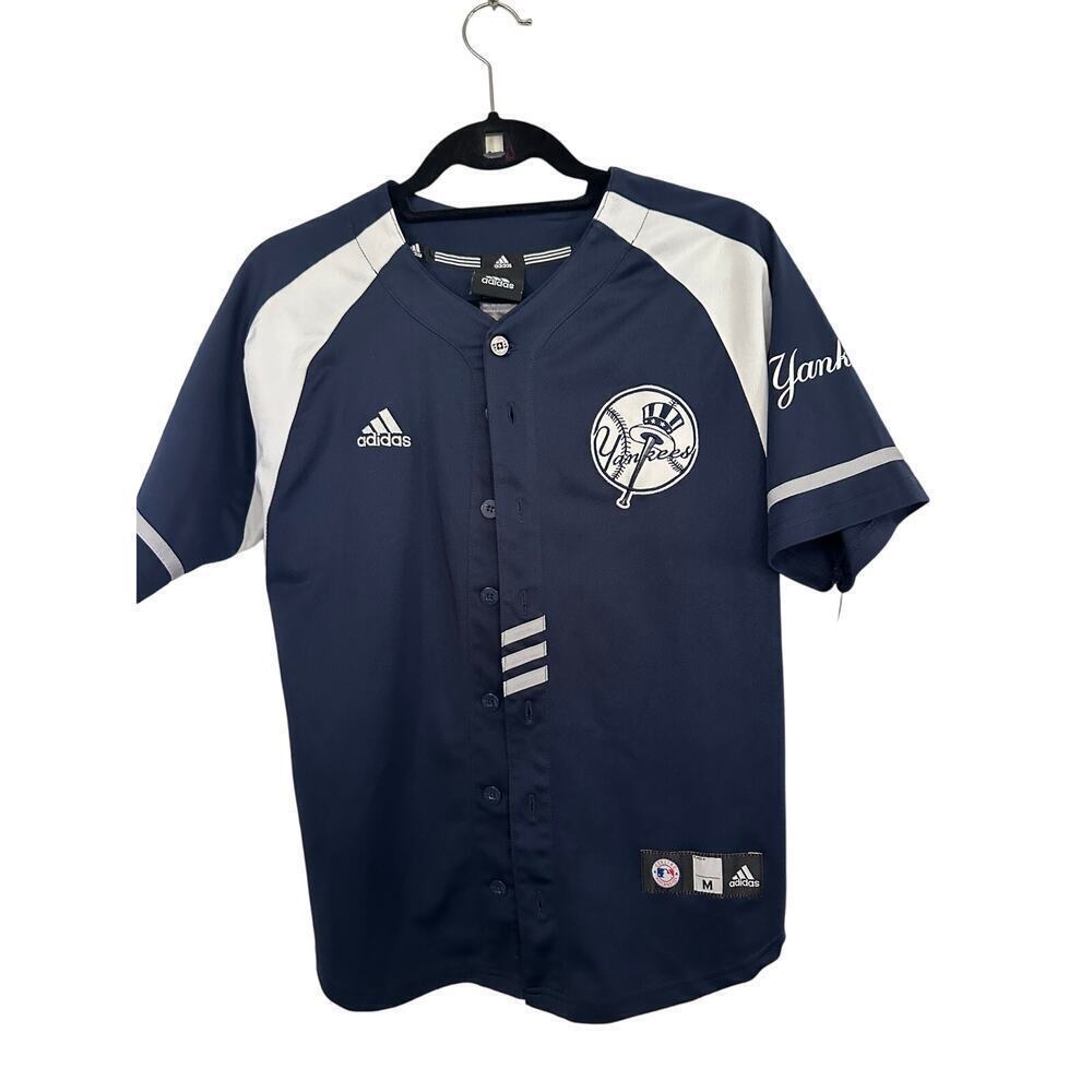 Adidas Men's Blue & White New York Yankees Button Front Jersey Size Medium